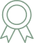 Icône de médaille ou ruban de récompense vert pâle. Symbole de prix, qualité, certification ou réussite.