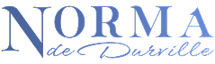 Logo texte bleu et élégant affichant 'NORMA de Durville'. 'NORMA' est en majuscules avec empattements, 'de Durville' en cursive.
